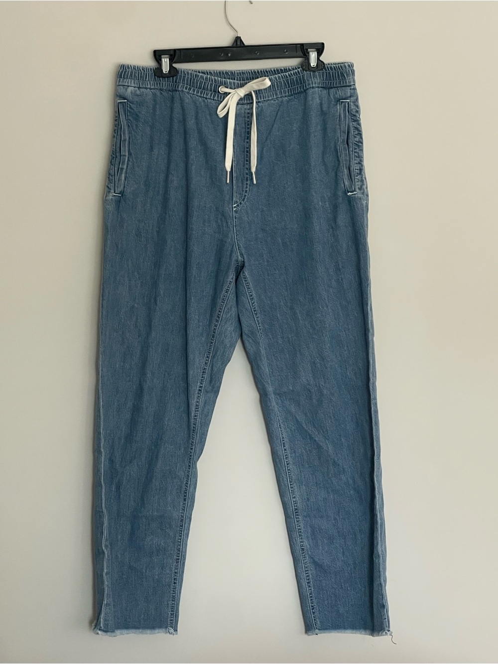 Rag and bone cotton Casual Drawstring Denim Jogger Jeans - frayed bottom detail